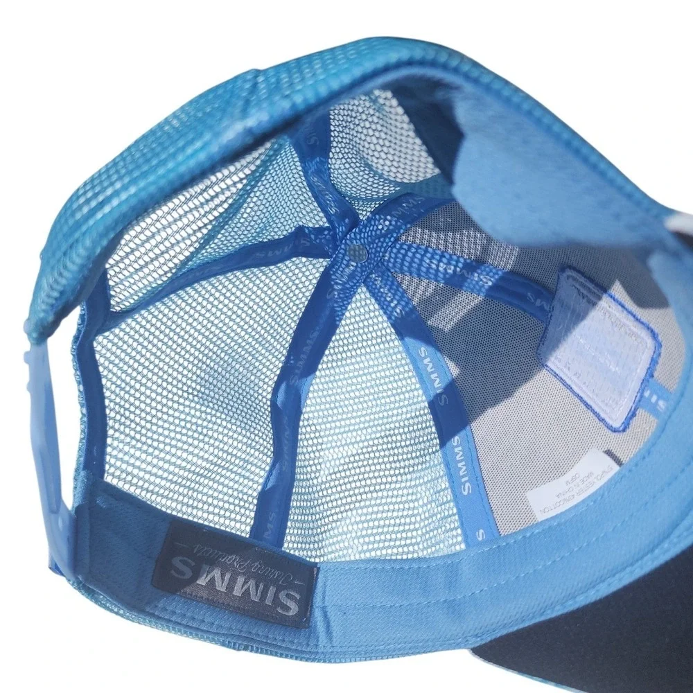 Simms Fishing Products Blue Water Camo Trucker Hat Mesh Snapback Fish Patch
